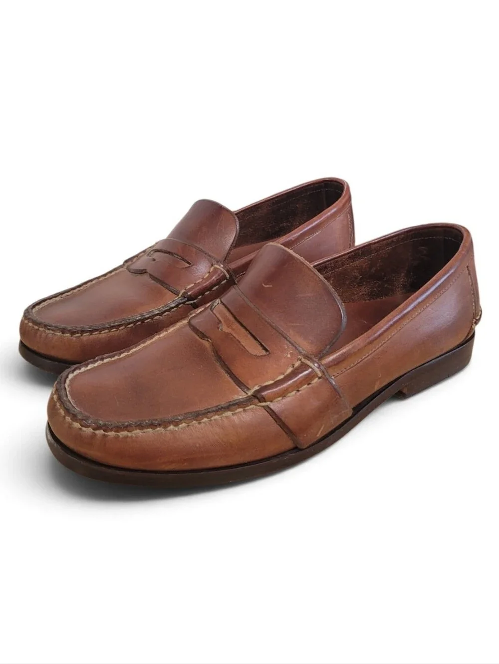Vintage Polo Ralph Lauren Cumberland Brown Leather Penny Loafers Men's 10 D